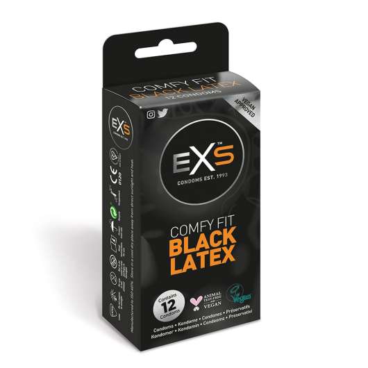 EXS Black Latex Comfy Fit Kondomer 12-pack