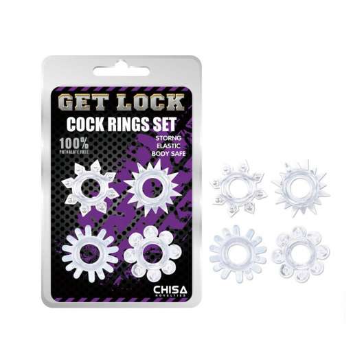 Get Lock - Cock Rings Set - Clear
