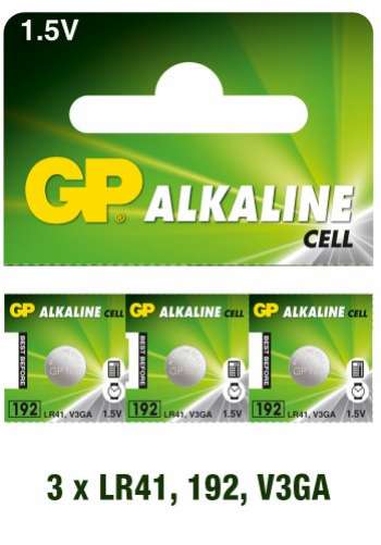 GP Alkaline Cell LR41 3 pack