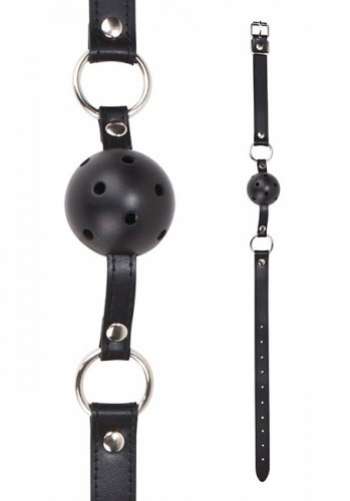 Ouch! Ball Gag with leather straps - Black