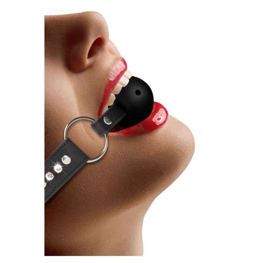 OUCH! - Breathable Ball Gag - with Diamond Studded Straps