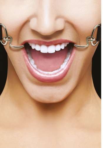 Ouch! Hook Gag with leather straps Black