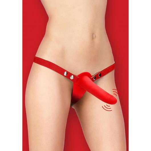 Ouch! Vibrating Silicone Strap-On Red