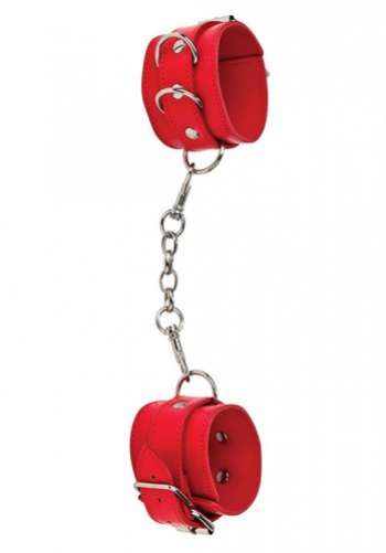 Premium Bonded Leather Cuffs Red